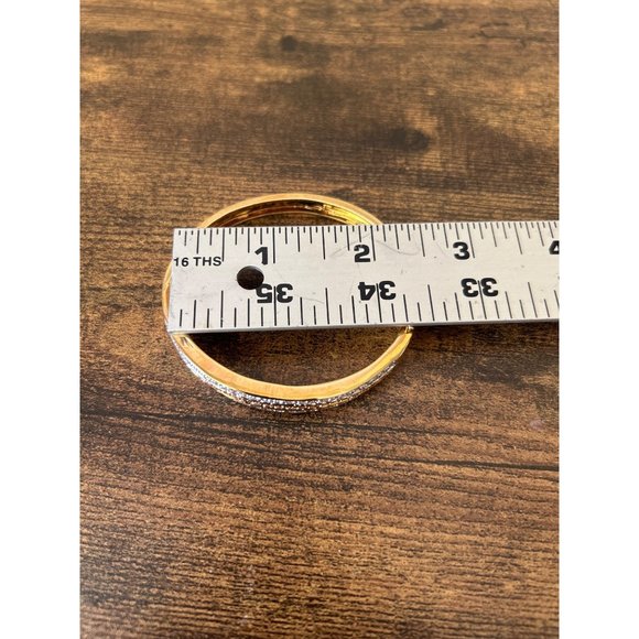 Stunning Gold Tone Hinge Bracelet With 3 Rows Of Blingy Studs - Picture 9 of 9